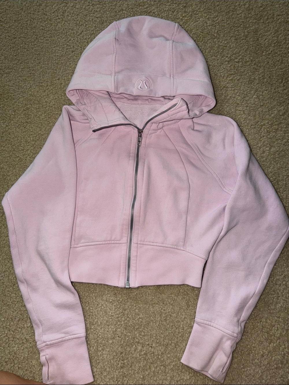 lululemon Scuba Pink Cropped Zip Hoodie Size 2